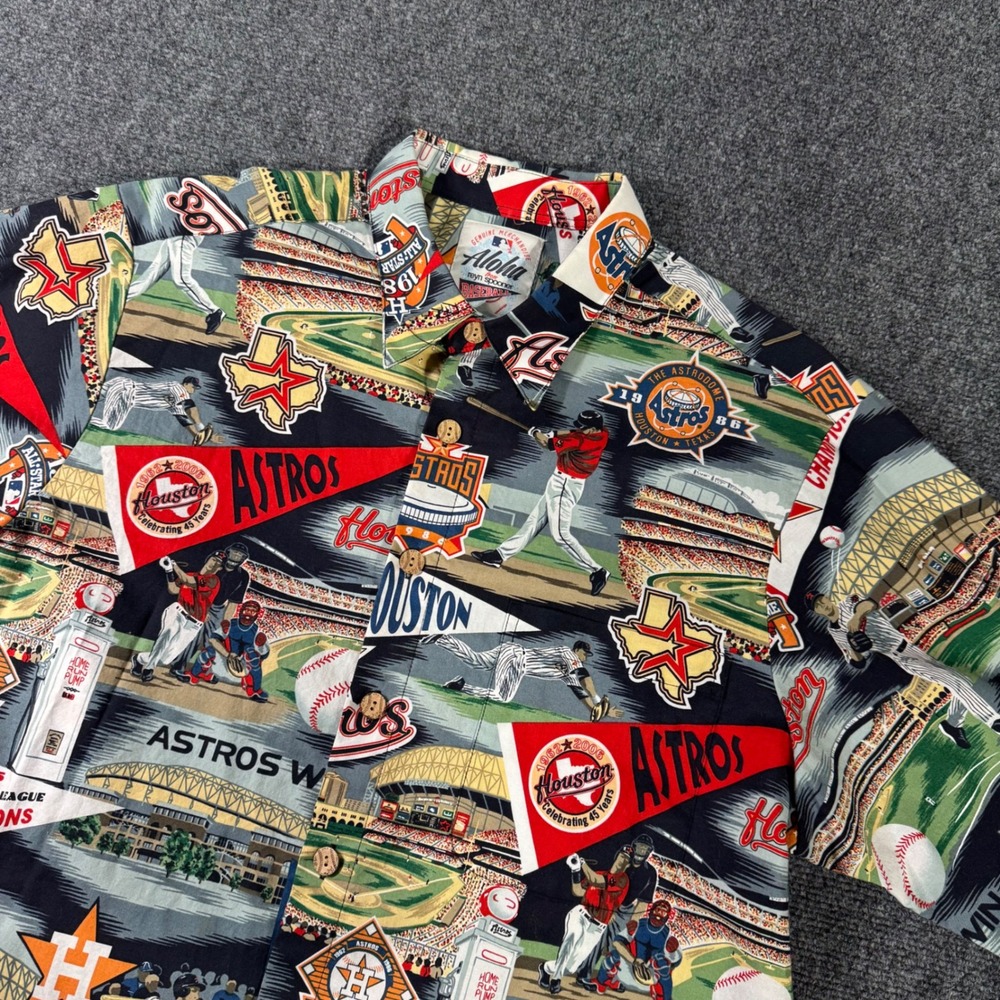 Reyn Spooner Houston Astros MLB Aloha Shirt Mens Large Cotton Hawaiian Baseball